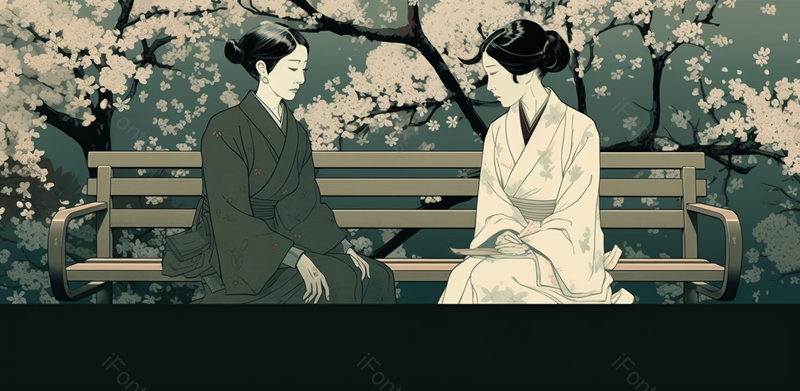 公园里的两个女人卡通手绘母亲节小时候原创插画海报素材,插画/手绘图,插画/手绘图库,插画/手绘图下载,插画/手绘